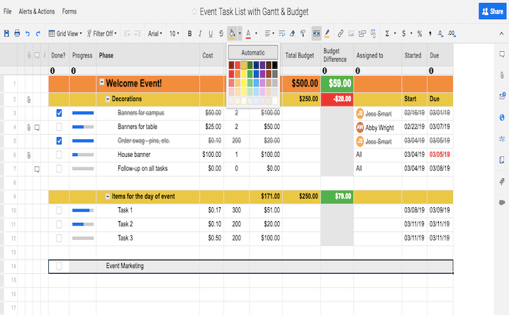 Excel でタイムラインを作成する方法 テンプレートとチュートリアル Smartsheet