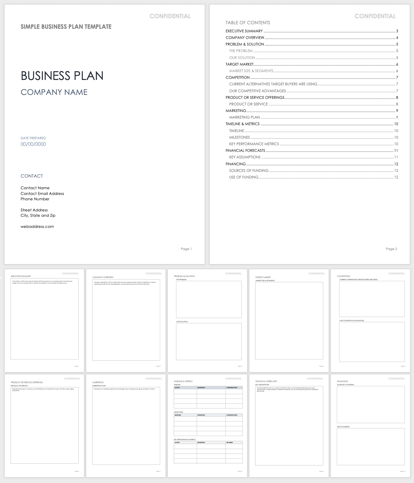 Free Business Plan Templates For Word Smartsheet