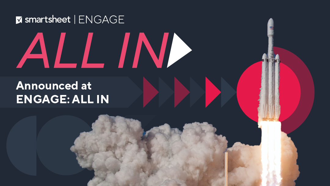 ENGAGE: ALL IN text and rocket ship blasting off