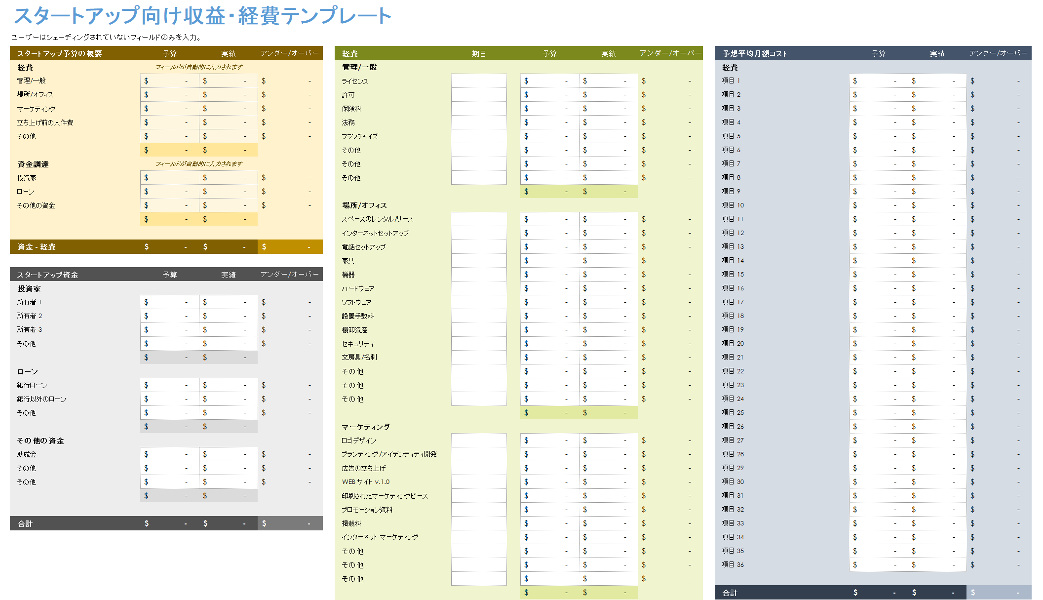 起業事業と収入経費