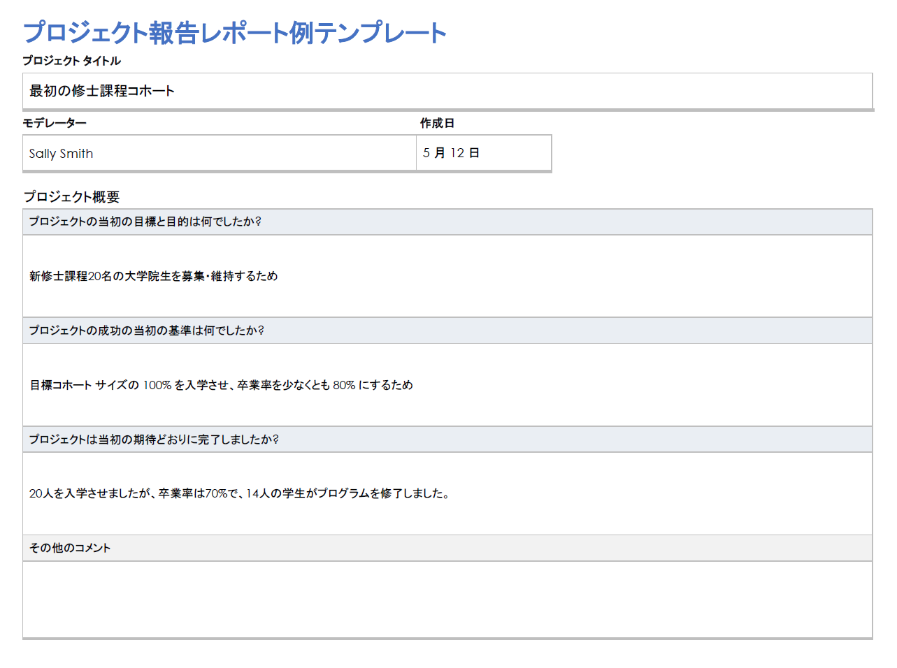 プロジェクト報告書の例