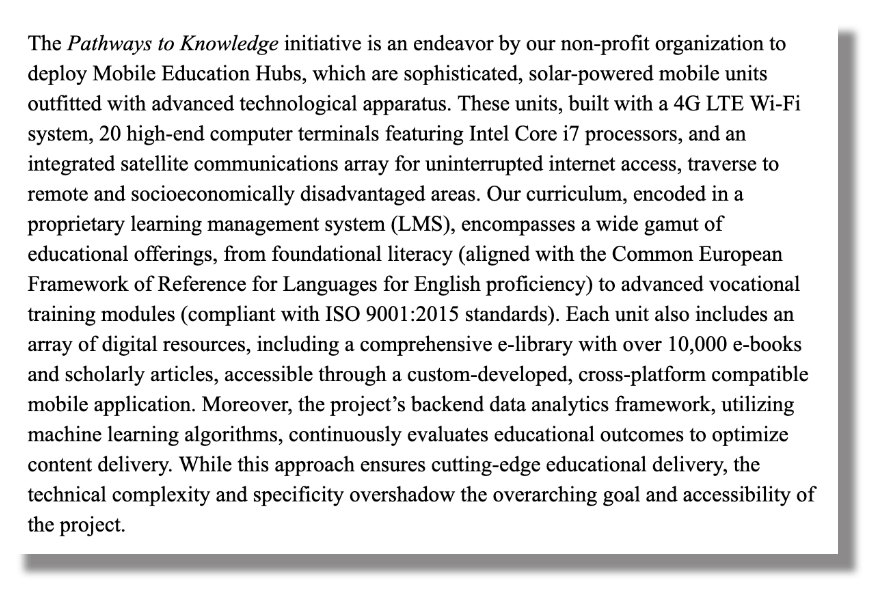 Too Detailed Exectuive Summary Example