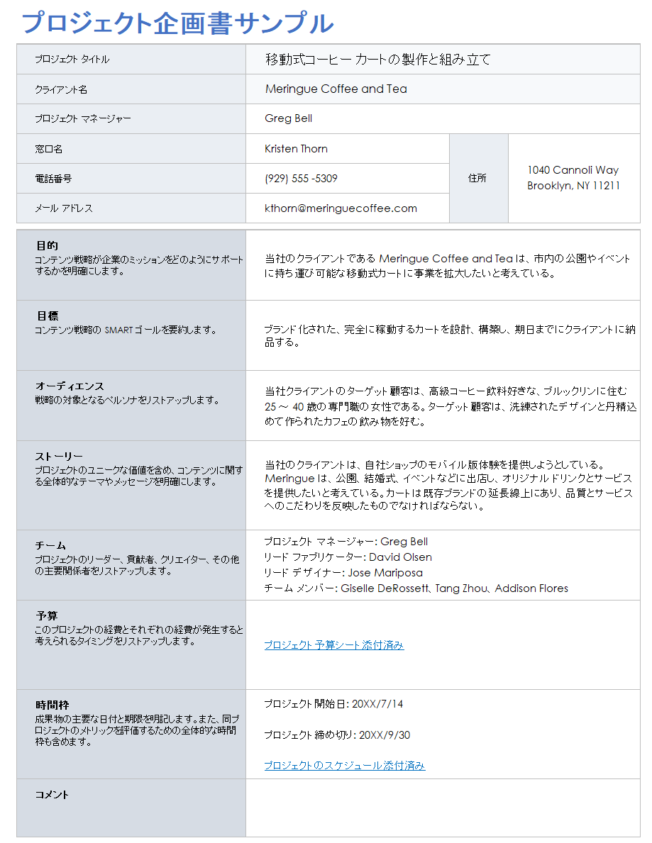 プロジェクトの簡単な例