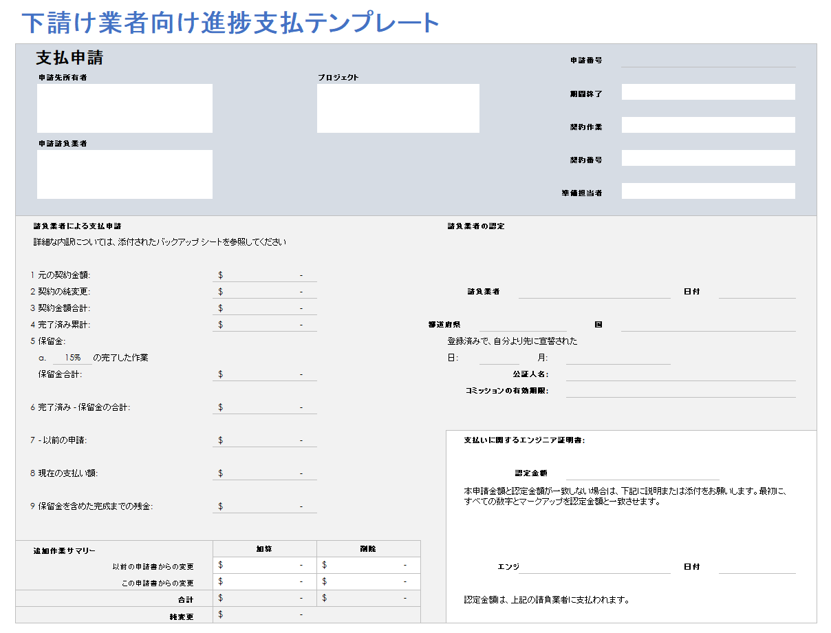 請負業者の進捗支払い