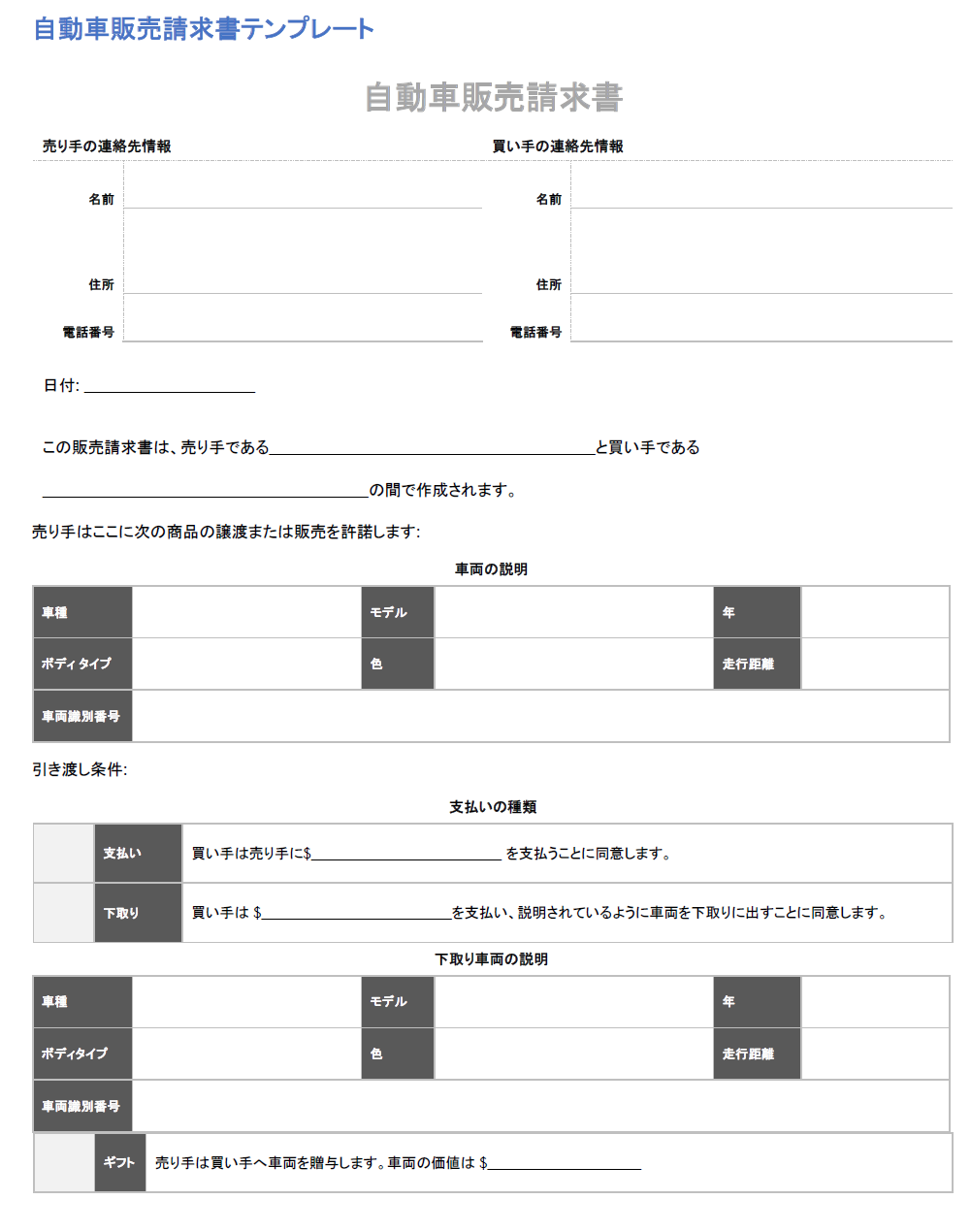 自動車販売証書