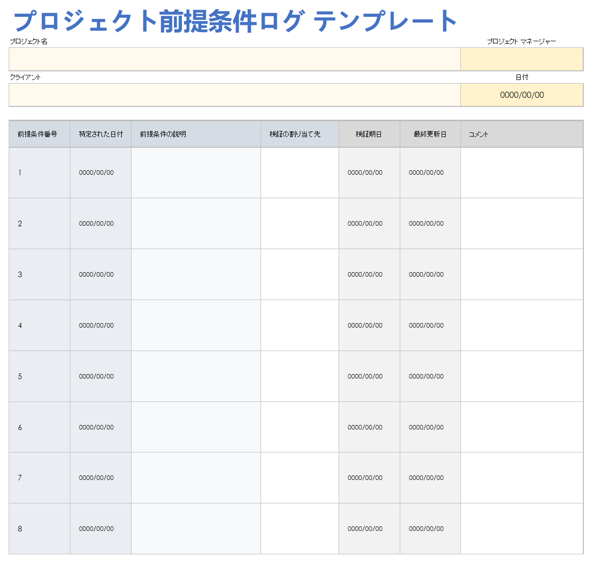 プロジェクト想定ログ