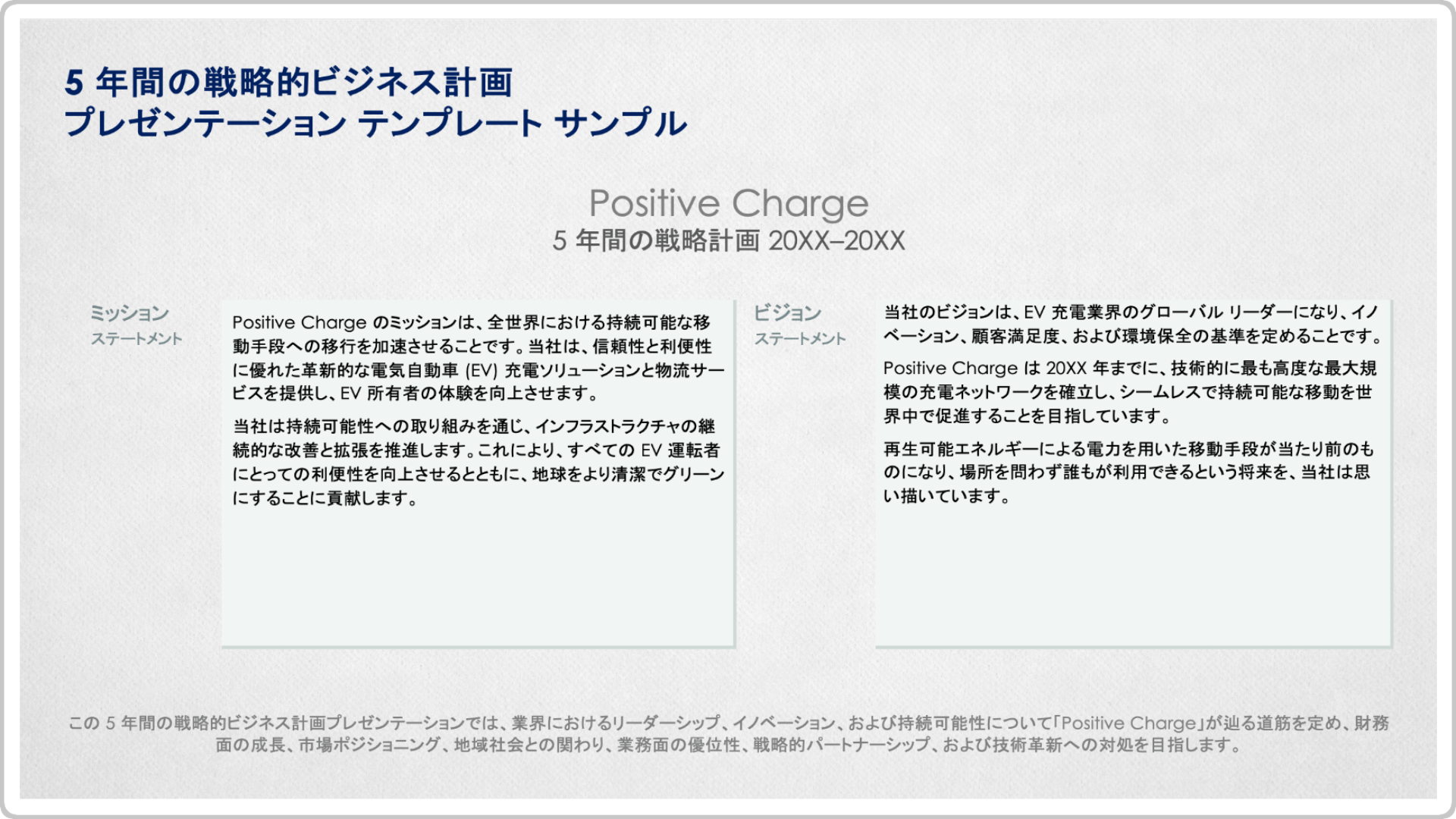  5年間の戦略事業計画プレゼンテーションテンプレートの例