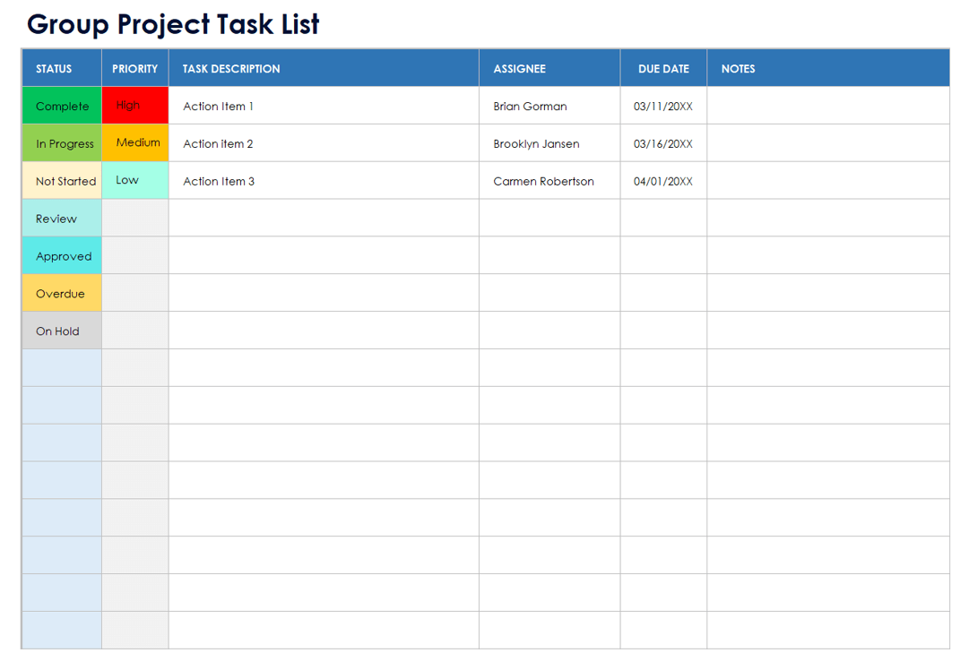 Group Project Task List