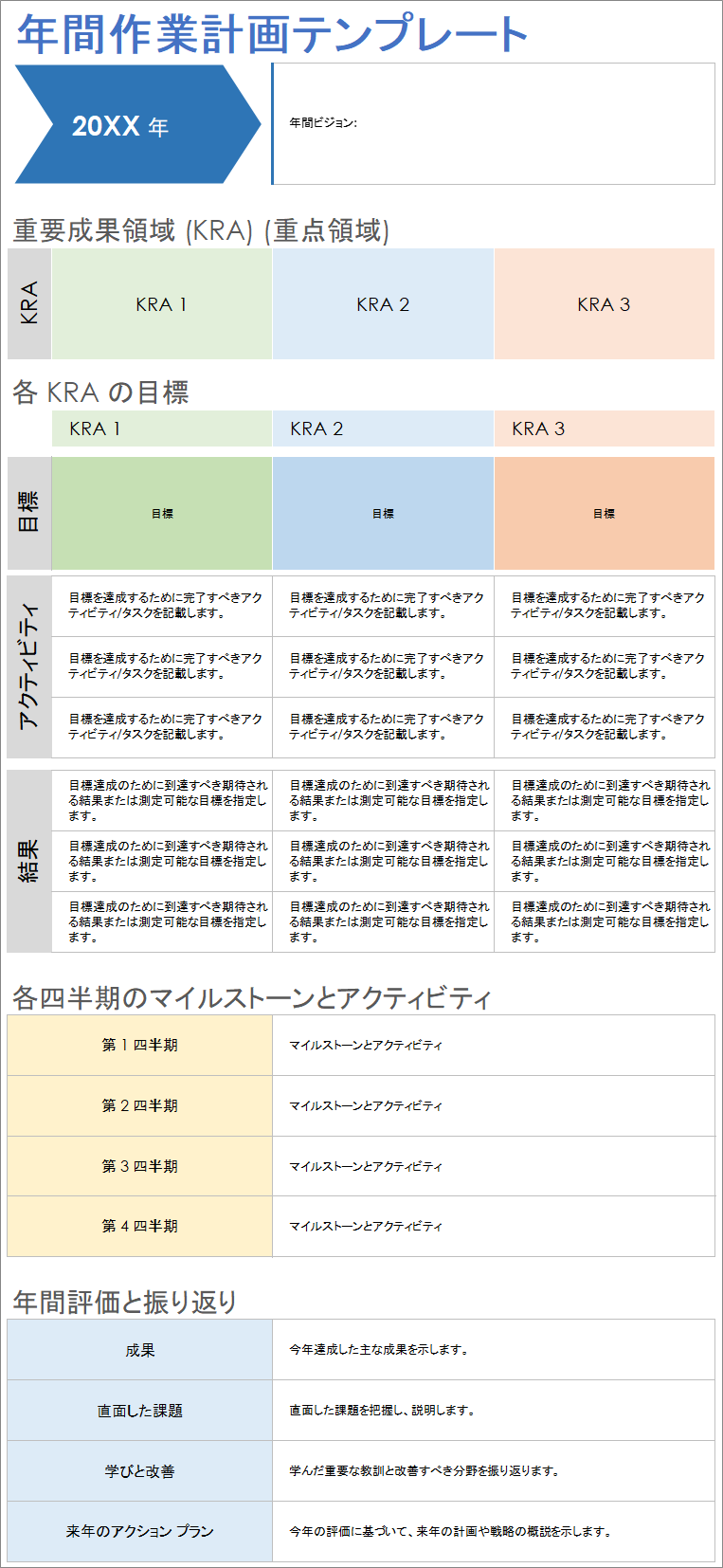  年次作業計画テンプレート