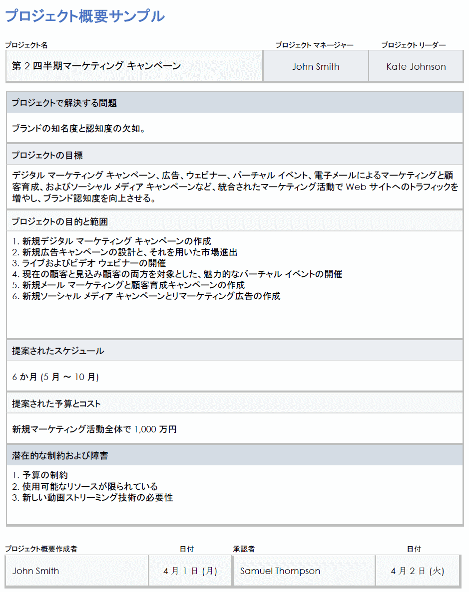  プロジェクト概要-例