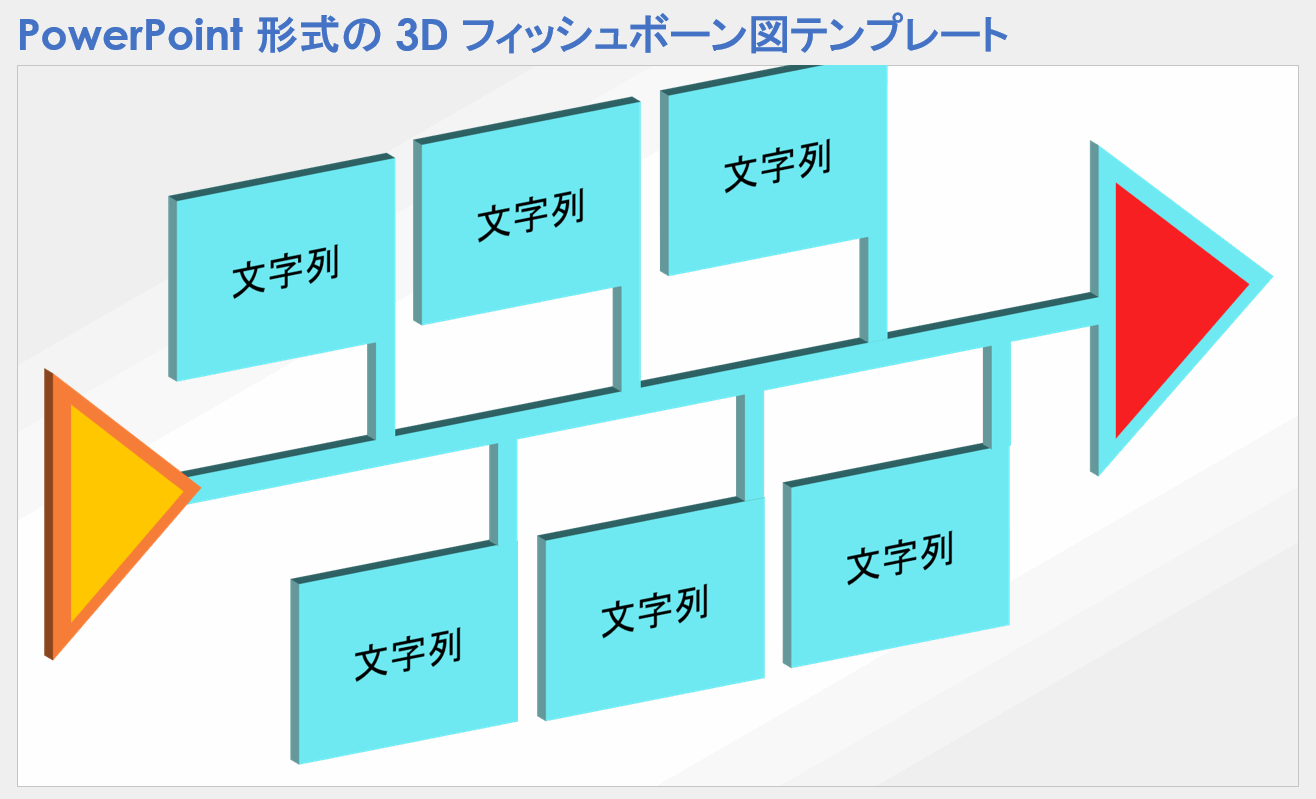 PowerPoint 形式の 3D フィッシュボーン図テンプレート