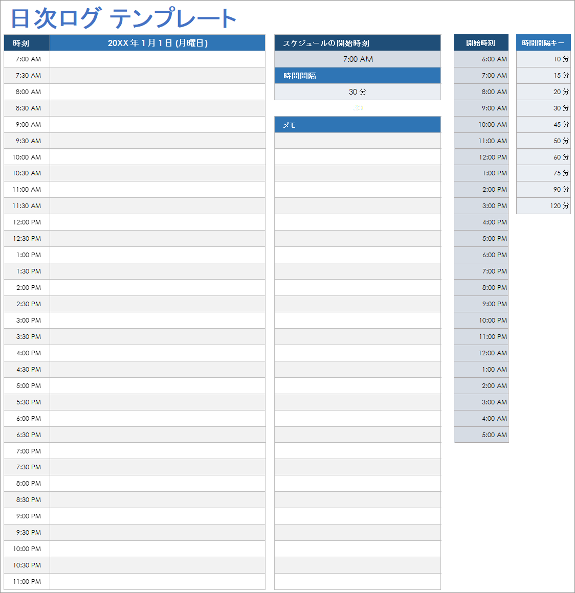 日次ログ テンプレート