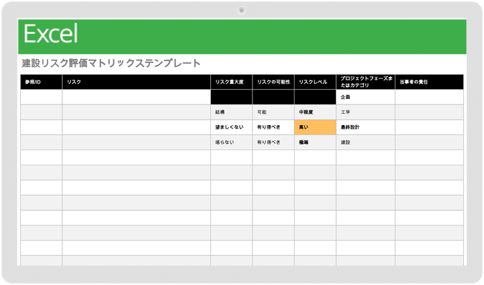 建設リスク評価マトリクス テンプレート