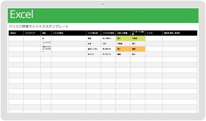 IT リスク評価マトリクス テンプレート