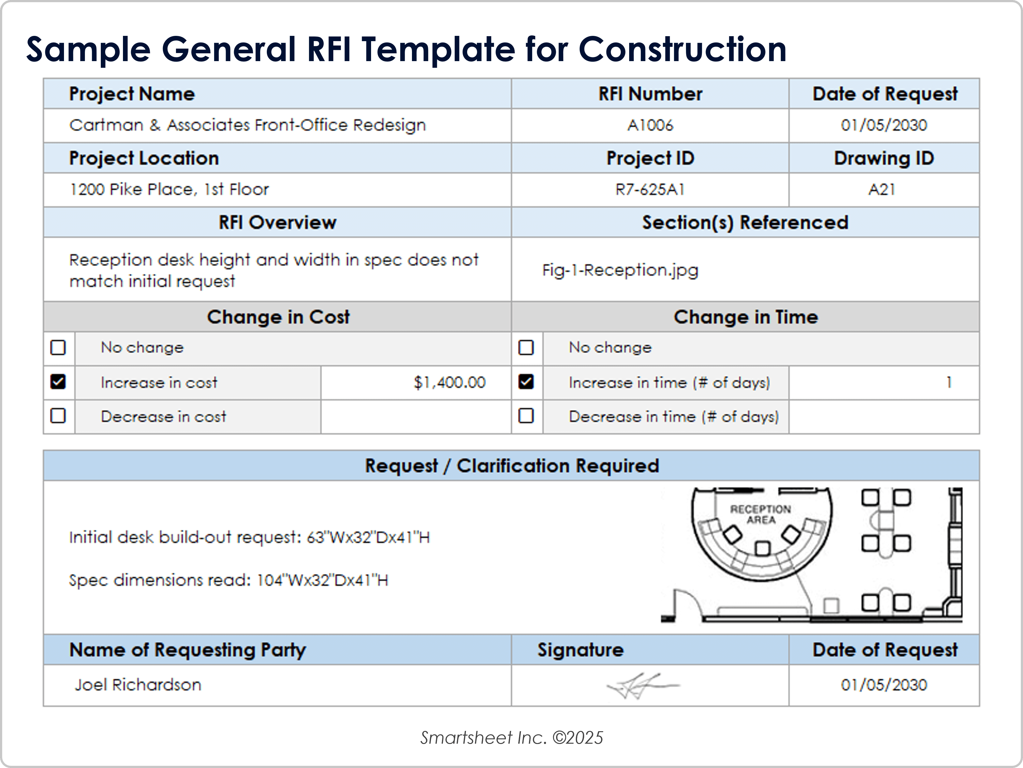 建設用一般RFIテンプレートのサンプル