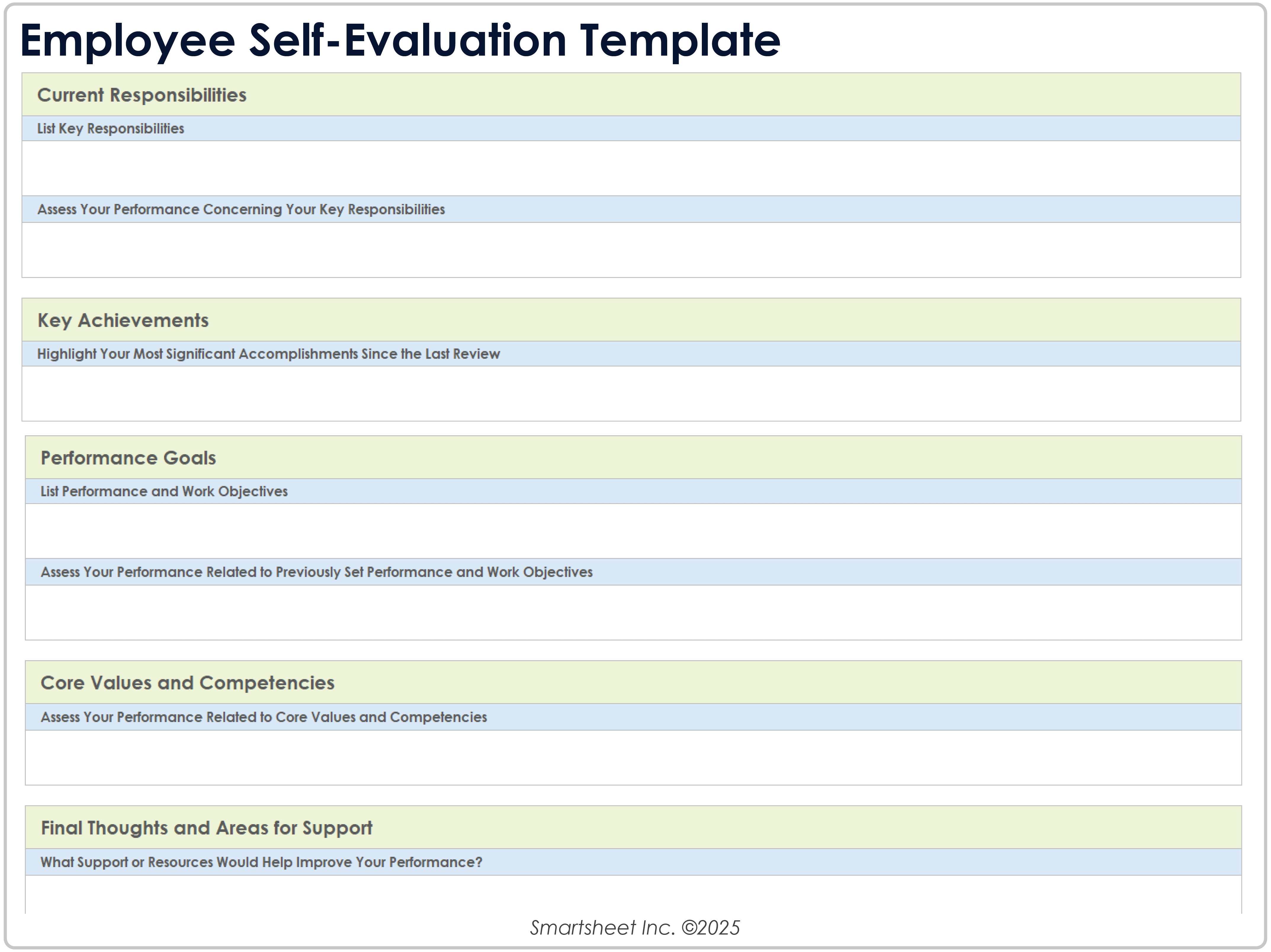 Employee Self Evaluation Template