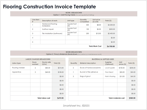 フローリング工事請求書テンプレート