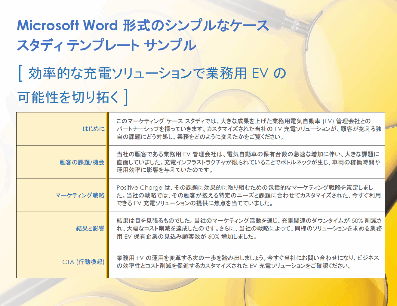 シンプルなケース スタディ テンプレート記入例