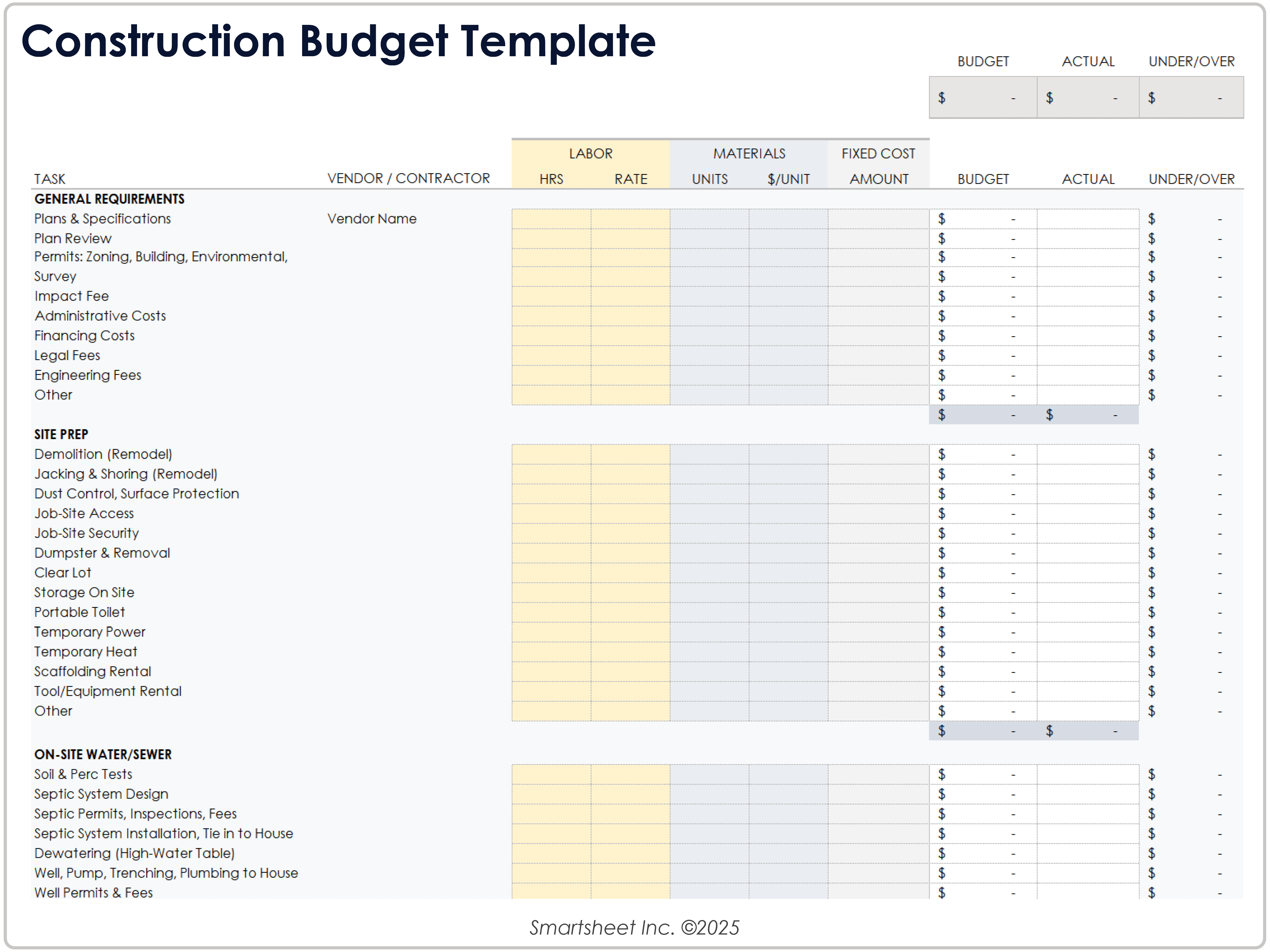 建設予算テンプレート