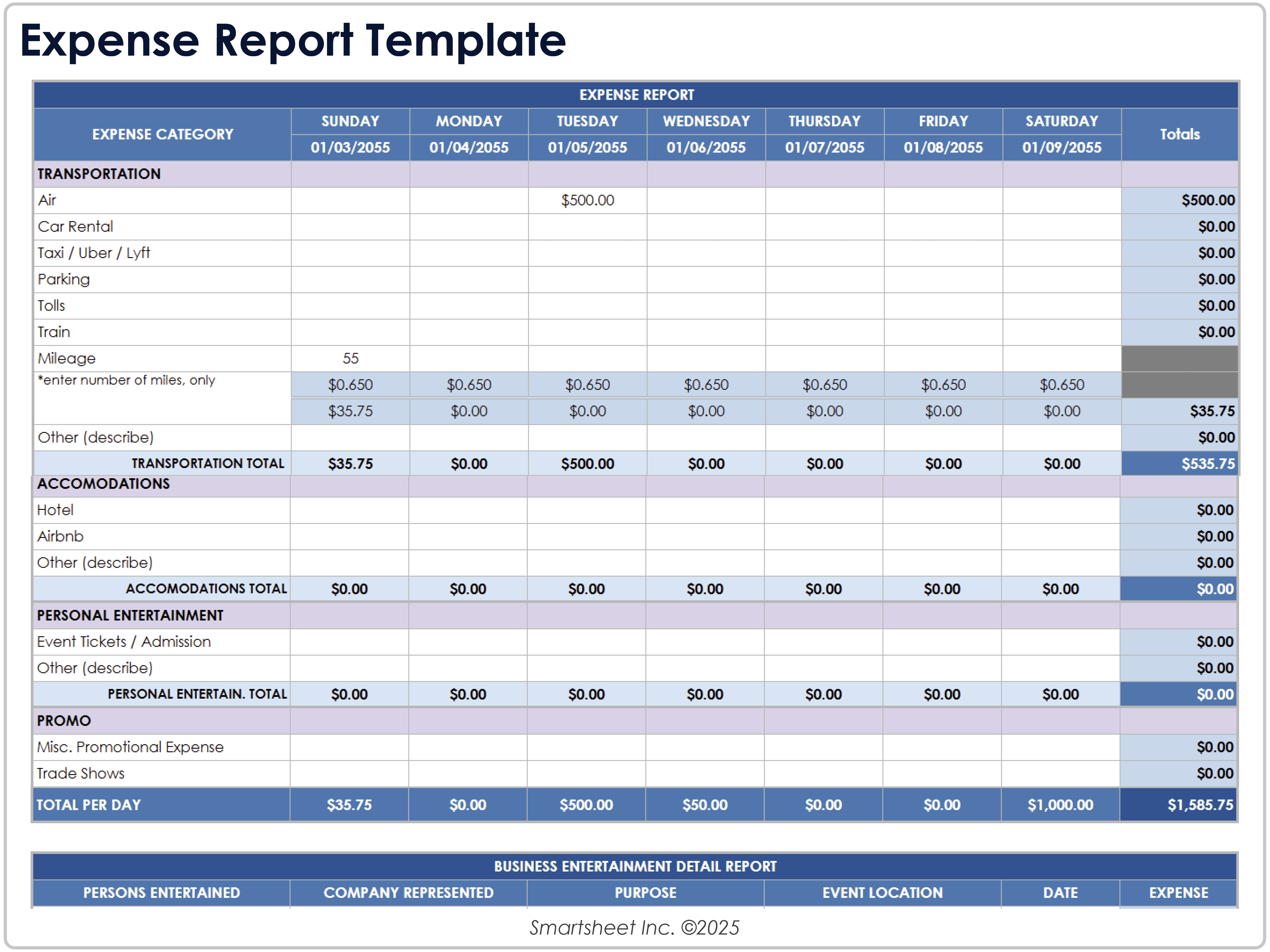 経費レポートテンプレート 8781