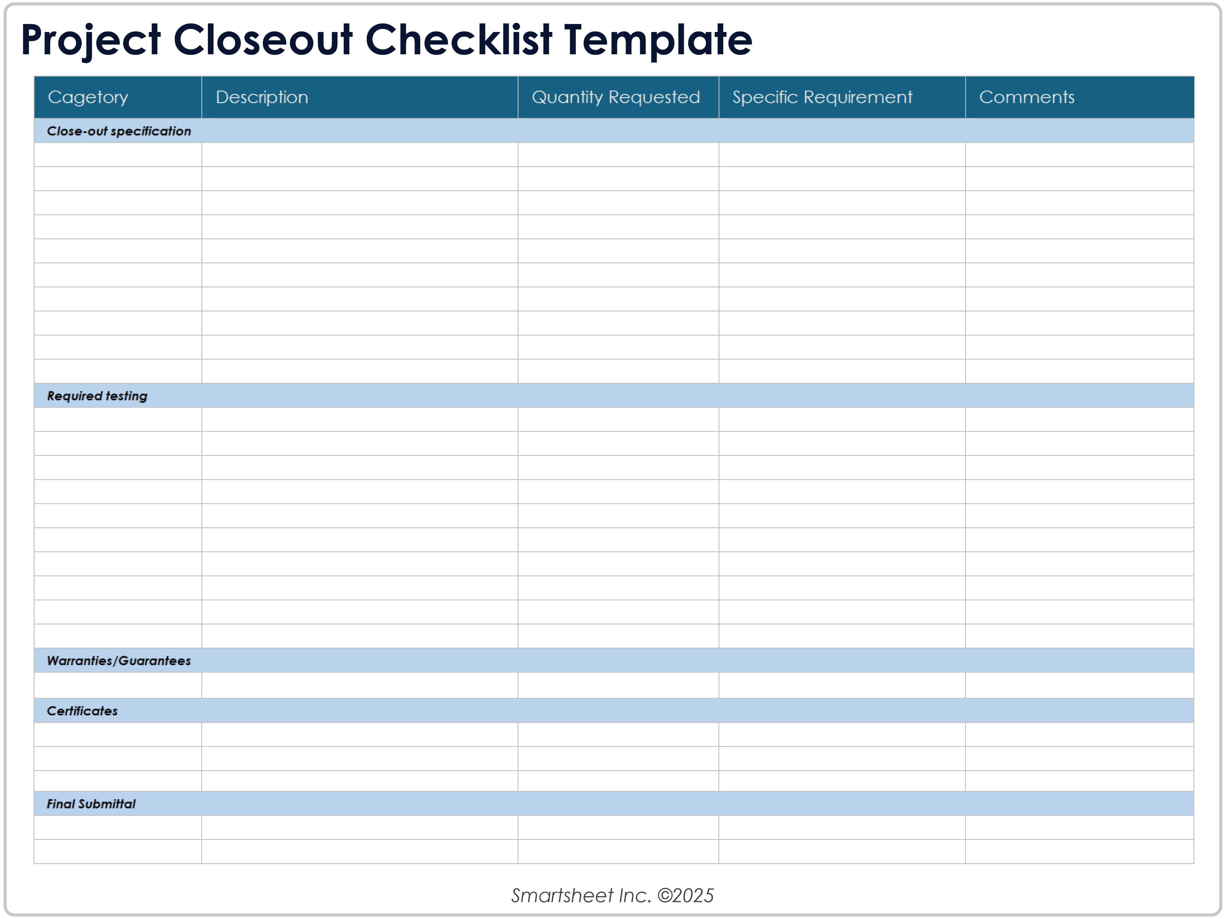 プロジェクト終了チェックリスト テンプレート