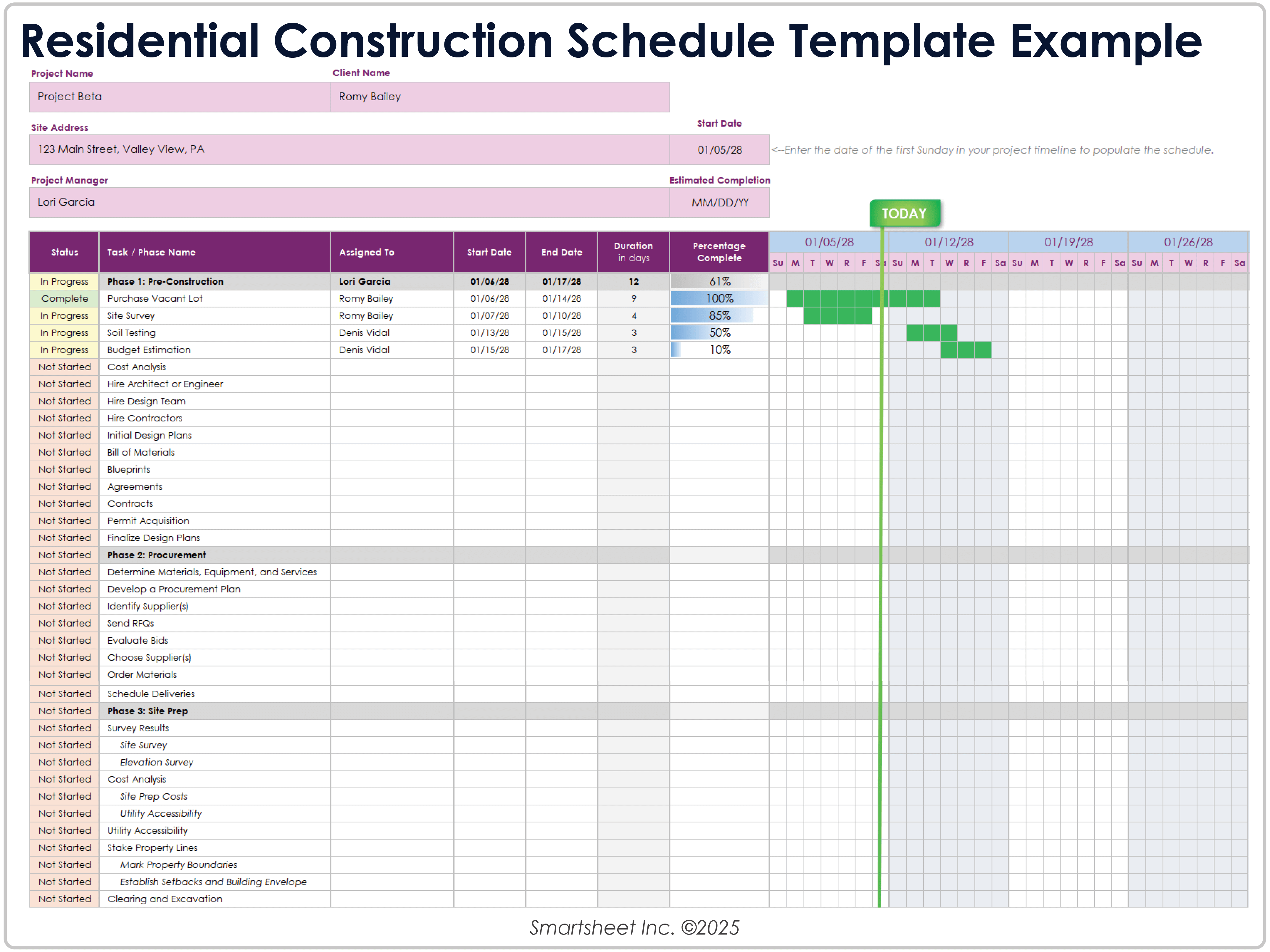 住宅建設スケジュール テンプレート サンプル