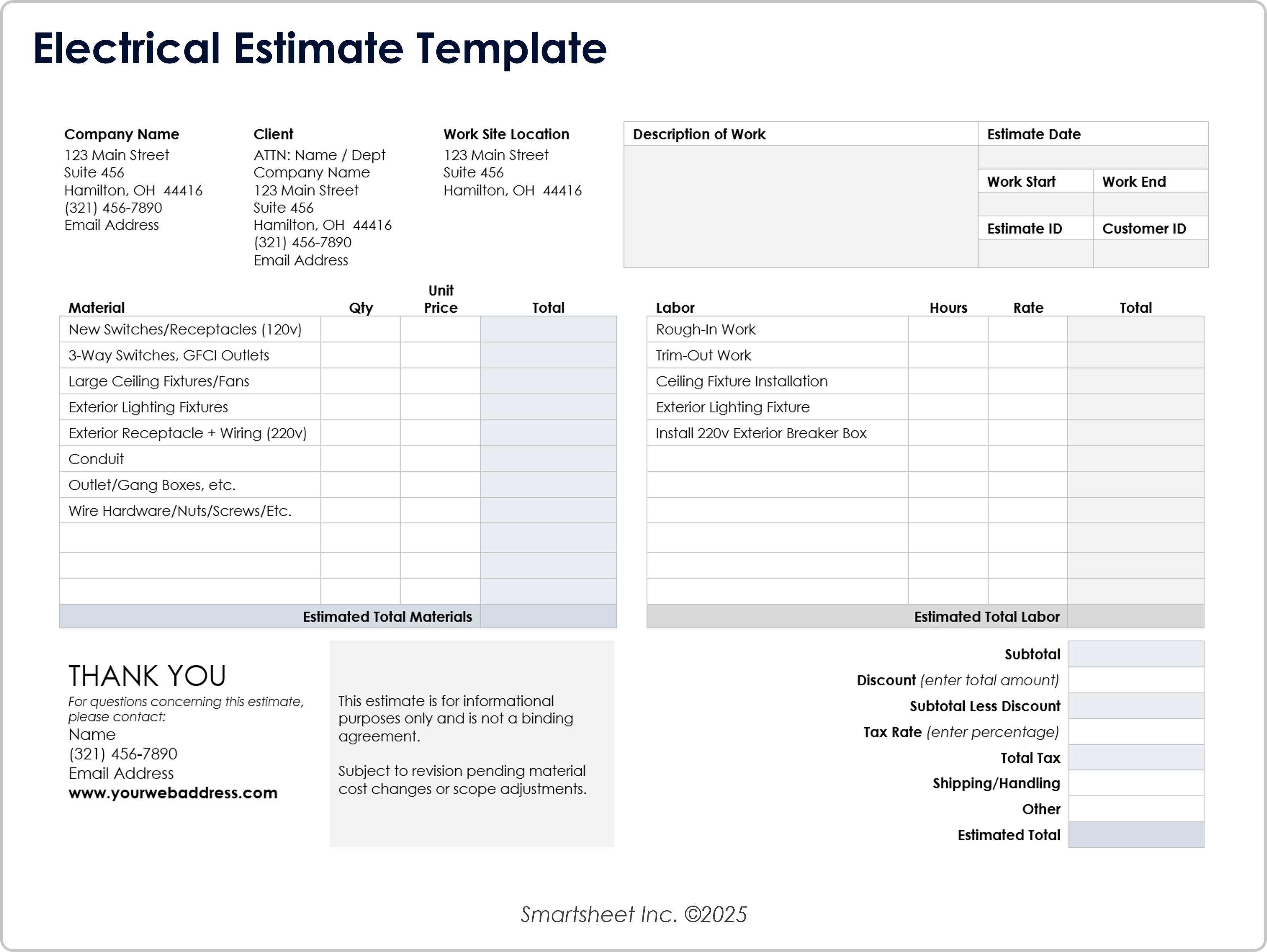 電気工事見積テンプレート