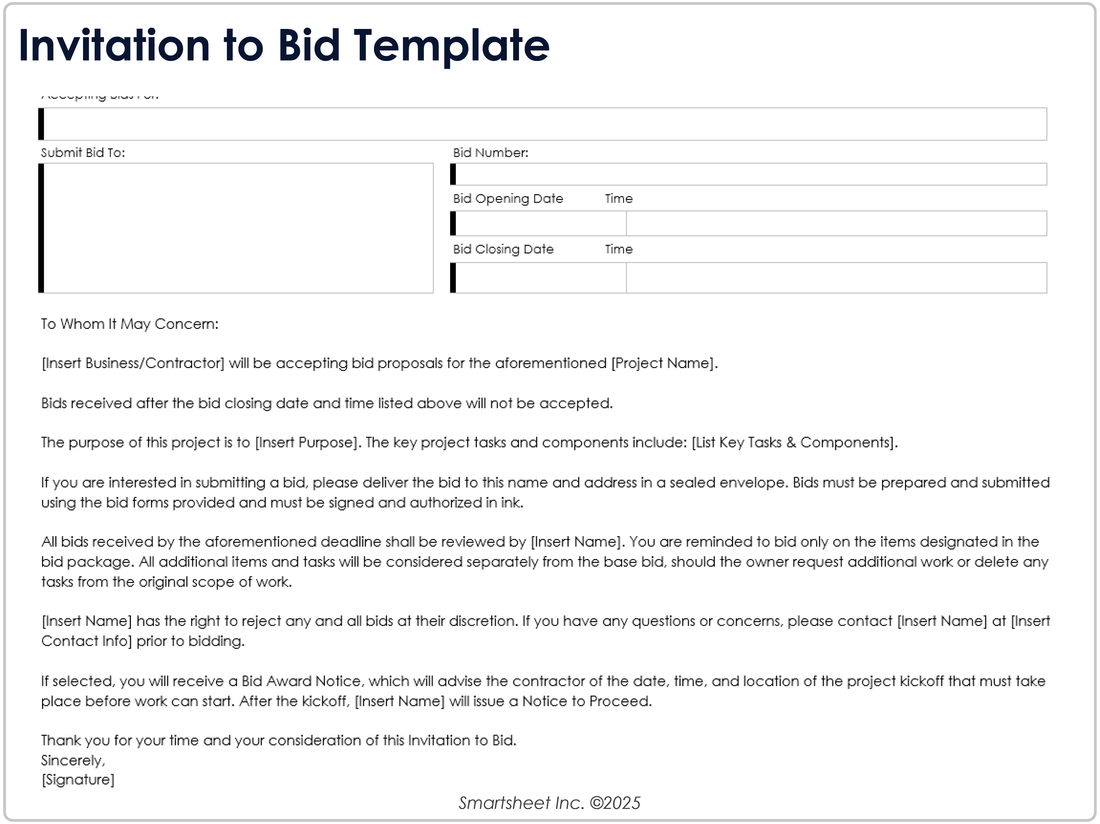 入札への招待状10670テンプレート