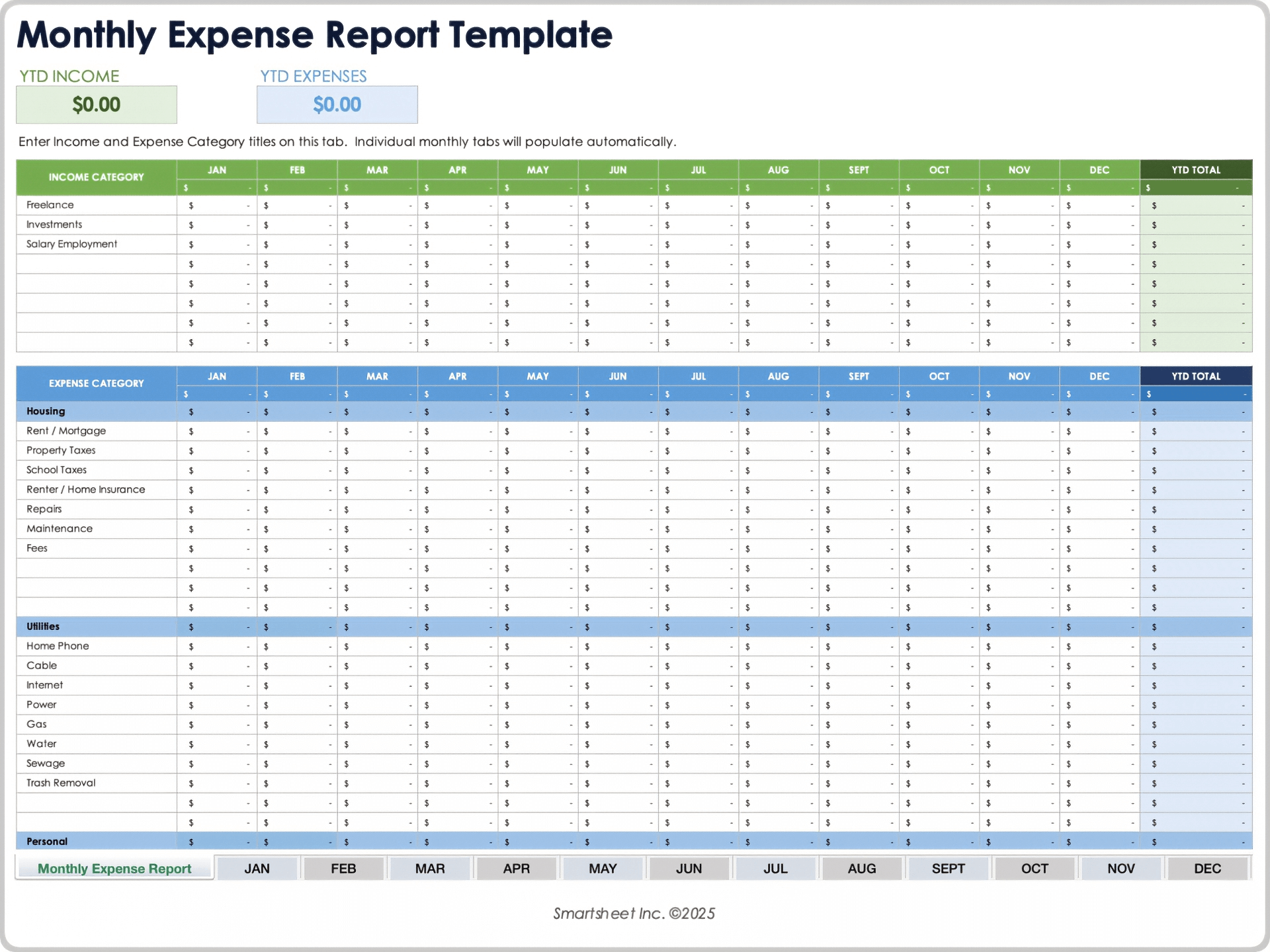 Monthly Expense Report Template