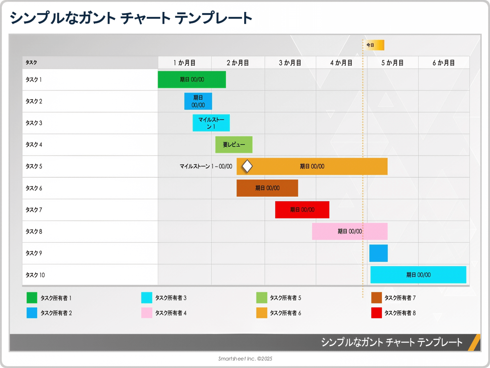 シンプルなガント チャート テンプレート PowerPoint