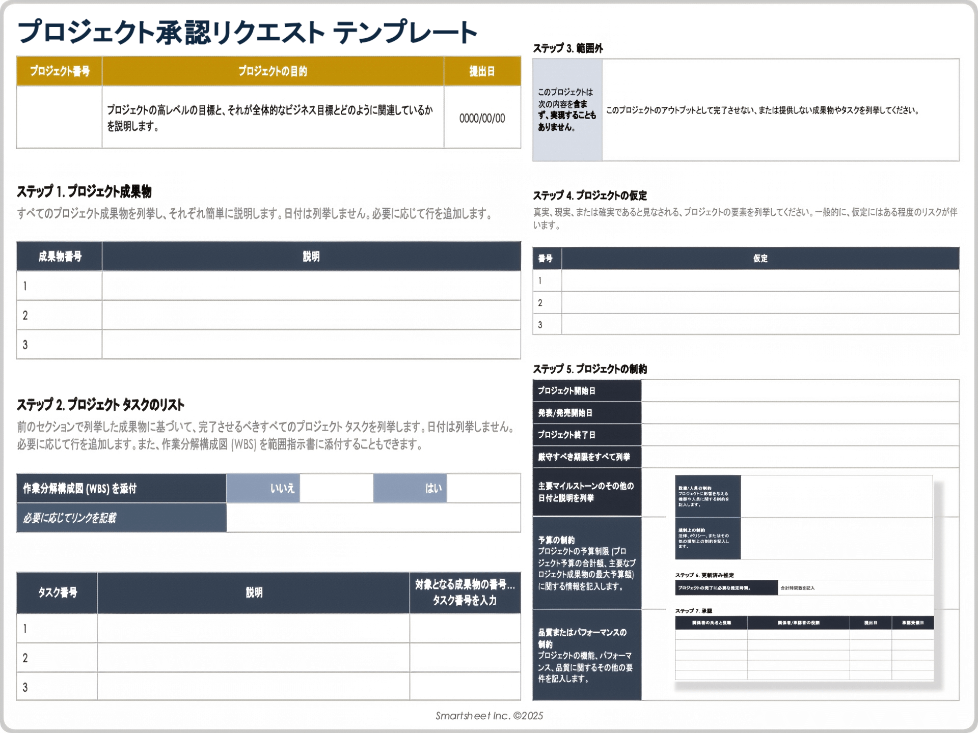 プロジェクト承認リクエスト テンプレート