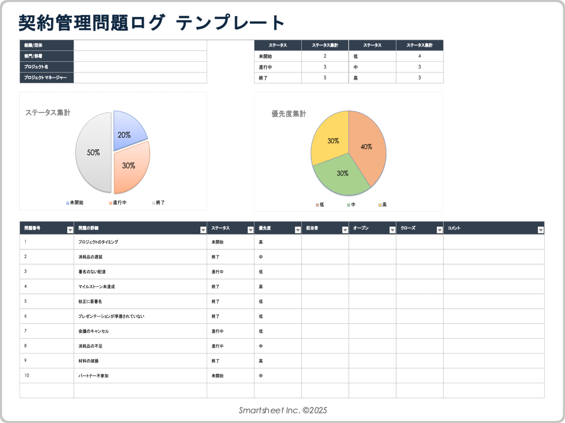 契約管理問題ログ テンプレート