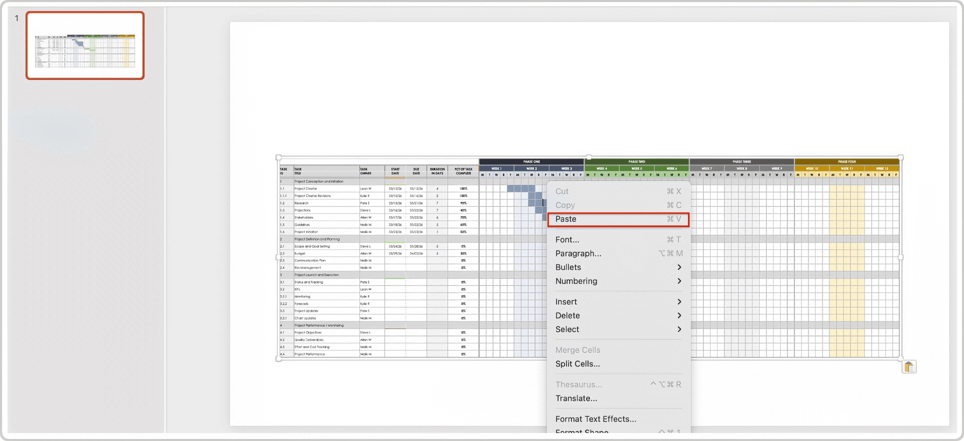 Gantt Chart to PowerPoint Paste Gantt