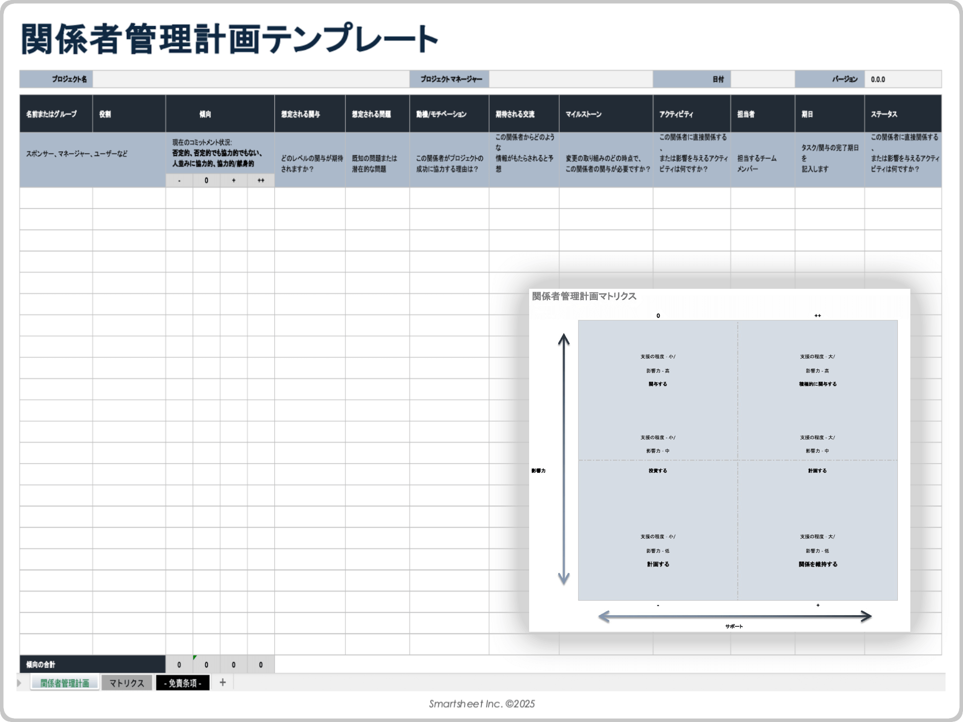  ステークホルダー管理計画テンプレート