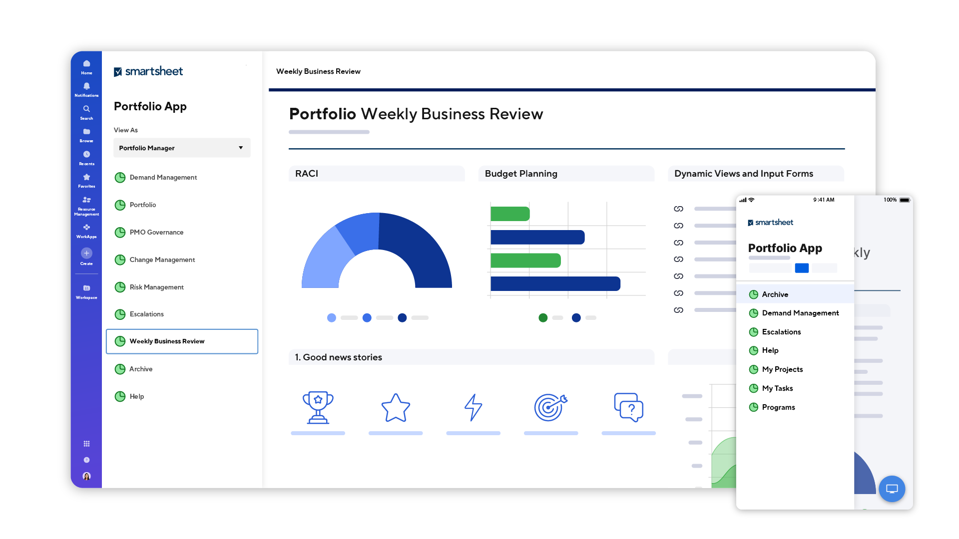 WorkApps portfolio desktop dashboard and mobile