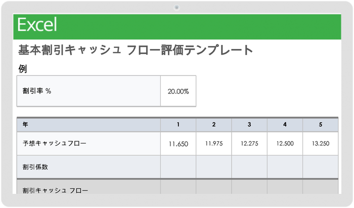  基本的な割引キャッシュフロー評価テンプレート