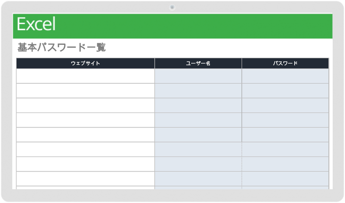 基本パスワードリストテンプレート