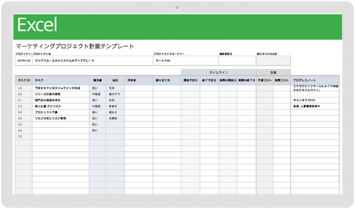 マーケティングプロジェクト計画