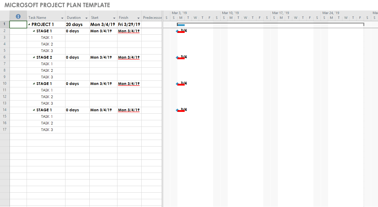 無料のMicrosoftプロジェクトテンプレートSmartsheet