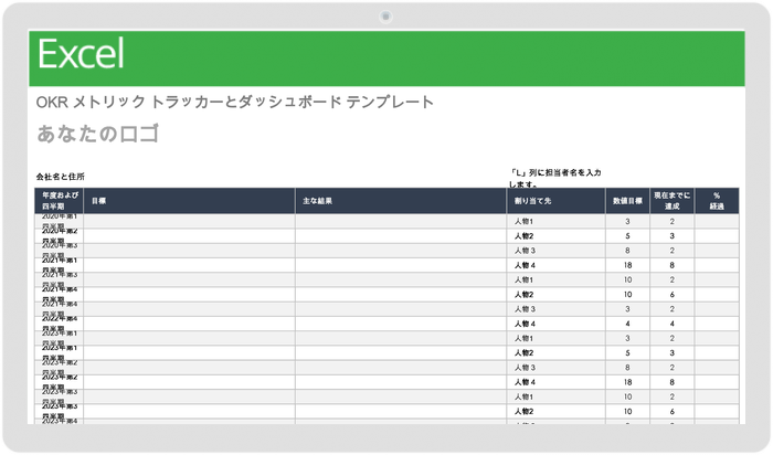 OKRメトリクストラッカーとダッシュボードテンプレート