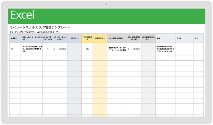 オペレーショナルリスク管理テンプレート