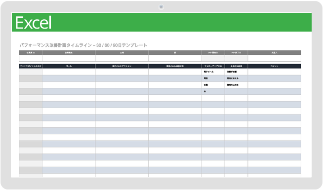 Performance Improvement Plan Timeline Template-Japanese