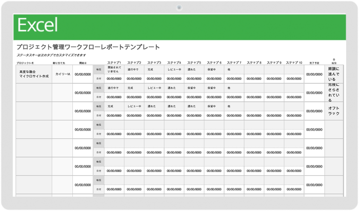 プロジェクト管理ワークフローレポートテンプレート