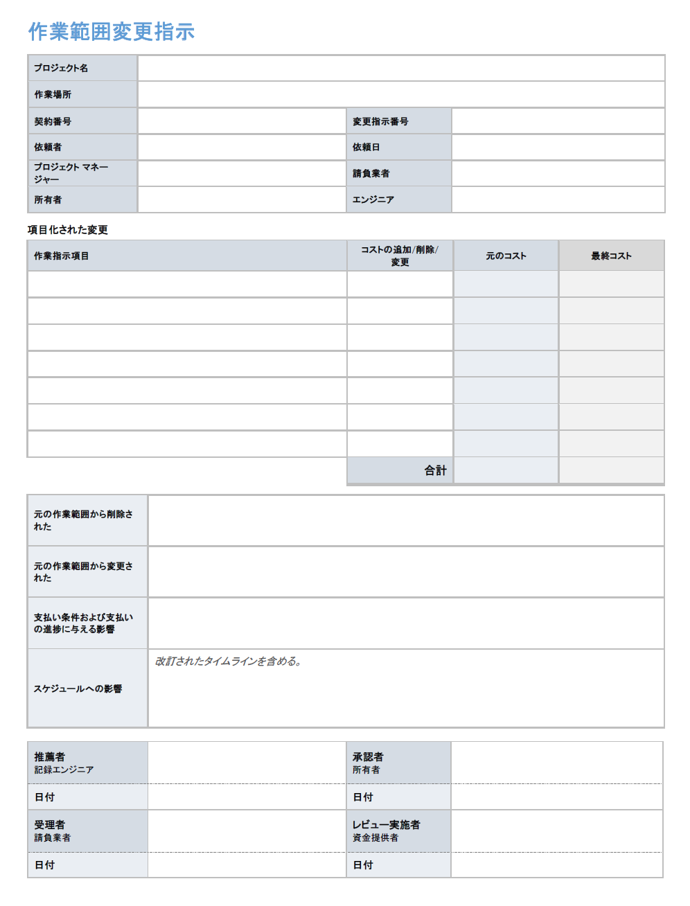 作業範囲変更指示テンプレート