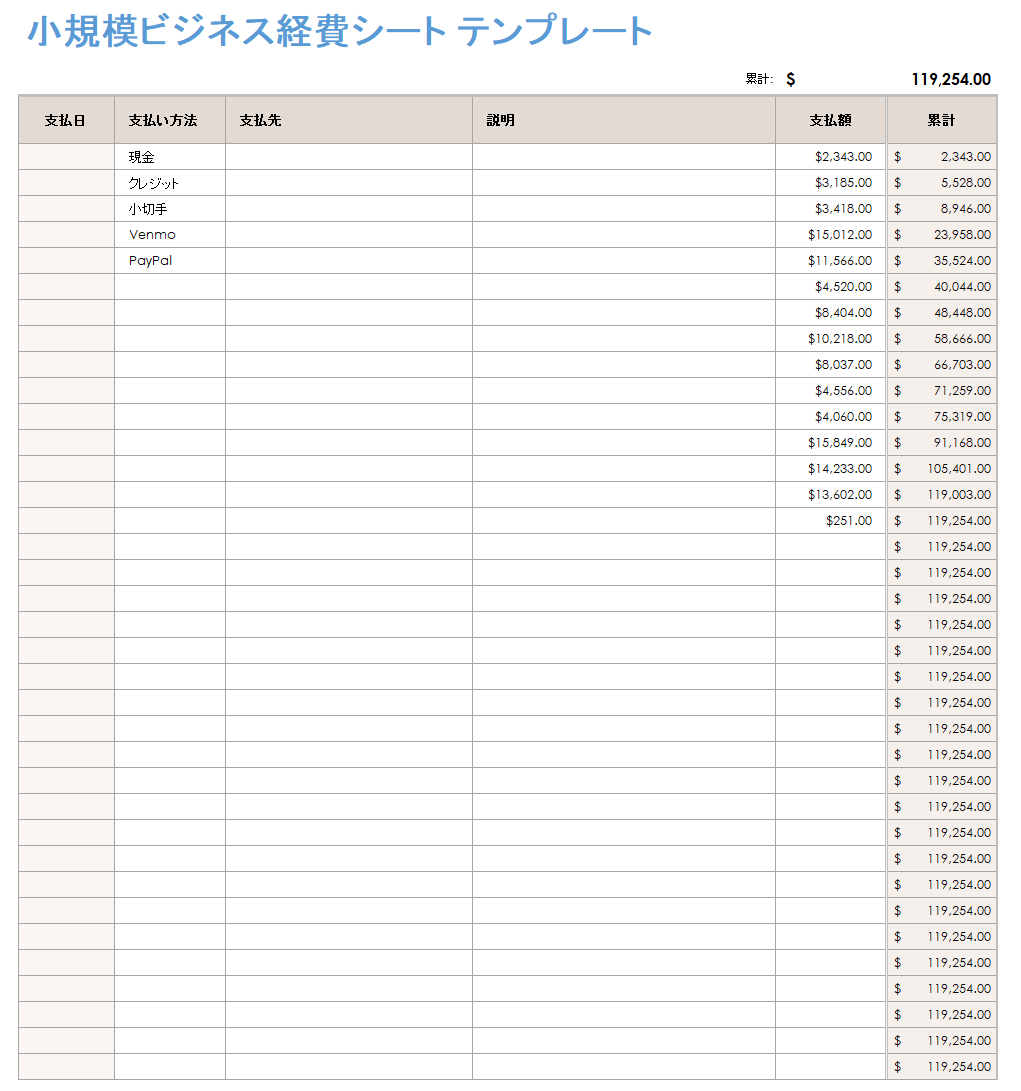 中小企業経費シート