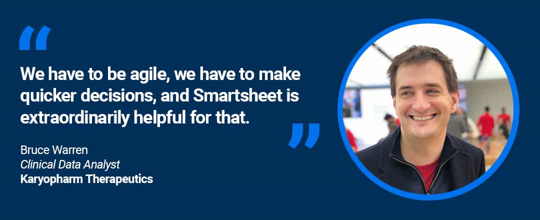 On image text: "We have to be agile, we have to make quicker decisions, and Smartsheet is extraordinarily helpful for that."