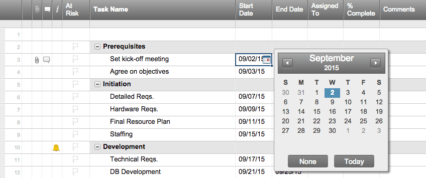 Excel タイムライン テンプレートに日付を追加する