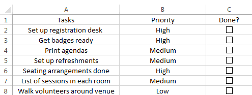 Excel のチェックボックス