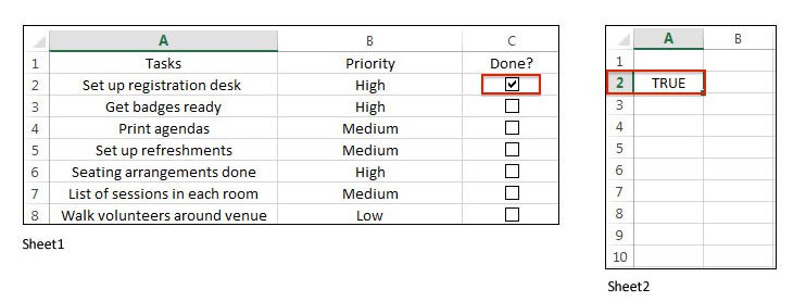Excel のチェックボックス